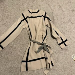 Tan and black sweater dress